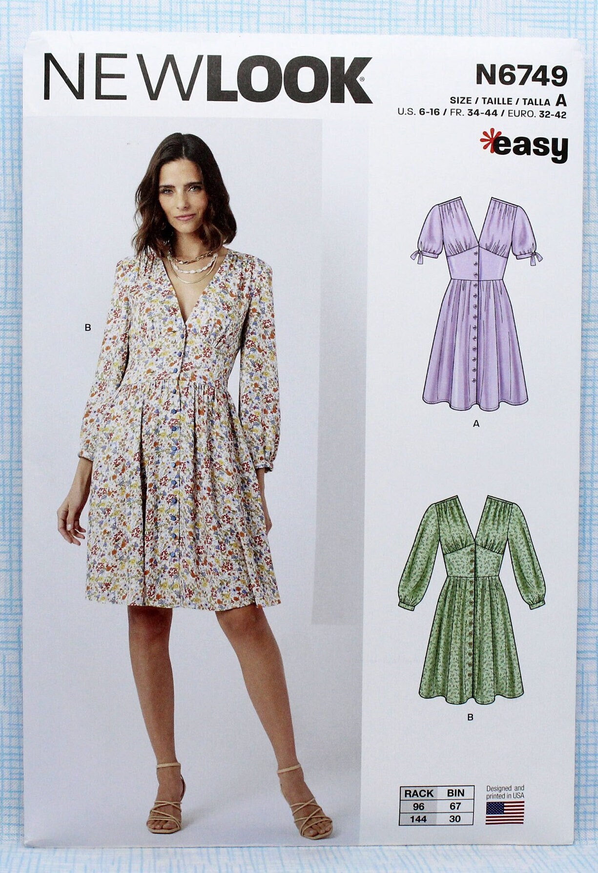 new look ladies dress patterns Sewing Pattern 6749 Misses' Front Button With Sleeve Options, Uncut/ff, Misses' Size 6 8 10 12 14 16, New Look N6749 formal dress patterns for ladies