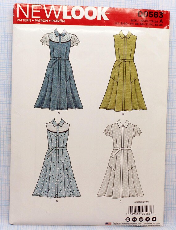値下げ☆ファッションステッキ 婦人用 New Look D0563, Misses' Shirtwaist Dress With Sleeve Options