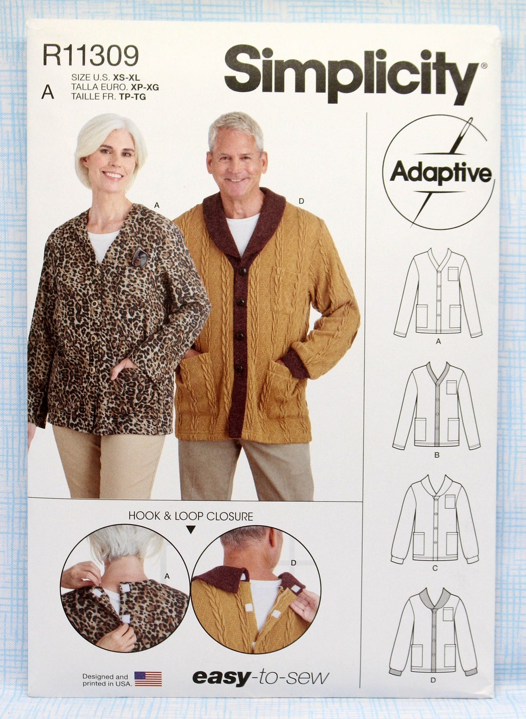 Simplicity Sewing Pattern R11309, Unisex Adaptive Cardigan, Misses'/men ...