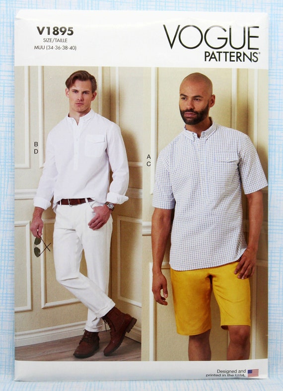 Patron de couture Vogue 1895 chemises pour hommes shorts et pantalons non coupe FF taille homme 34 36 38 40 modele de chemise pull pour homme Etsy Canada