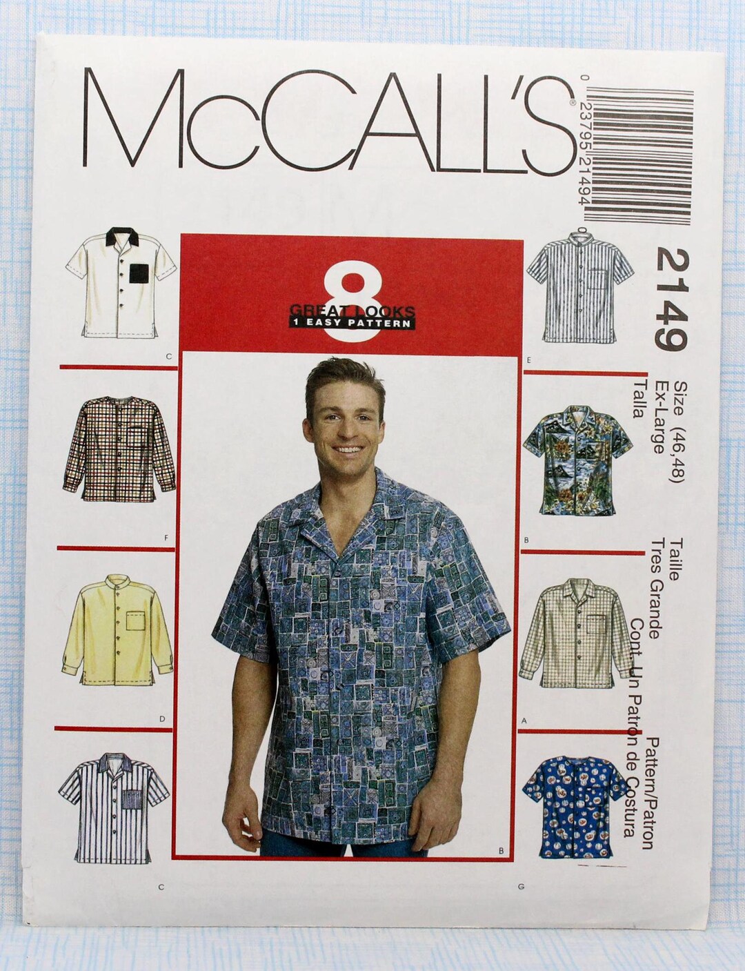 Mccall's Sewing Pattern 2149, Men's Front Button Shirts With Neckline ...