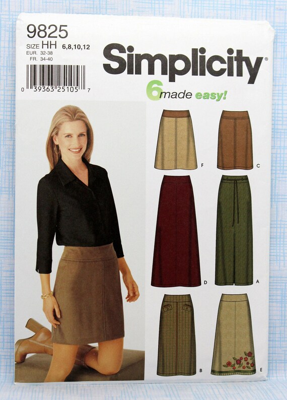 Simplicity Sewing Pattern 9825 Misses Easy Slim and A Line Skirts with Length Options Misses Size 6 8 10 12 Uncut FF