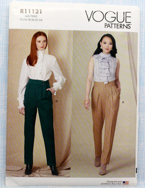 Vogue Sewing Pattern R11121, Misses' Easy Slightly Tapered Cropped Pants, Uncut/FF, Misses' Size 16 18 20 22 24, Vogue 1829