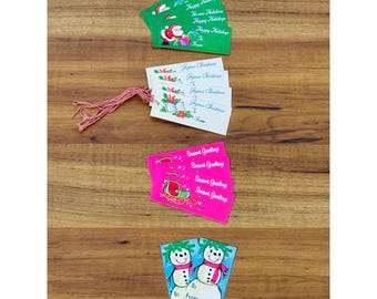 Etichette regalo natalizie vintage di metà secolo - Set da 17