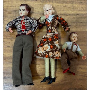 Vintage Caco Dollhouse Family Doll Set Of 3 Dad Mom Child Germany
