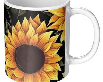 Sunflower Mug: Floral Ceramic Coffee Cup
