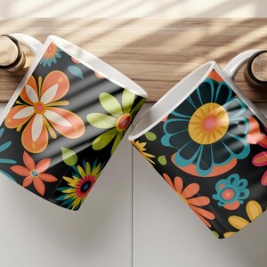 Retro 60&#39;s Coffee Mug | Retro Flower Print