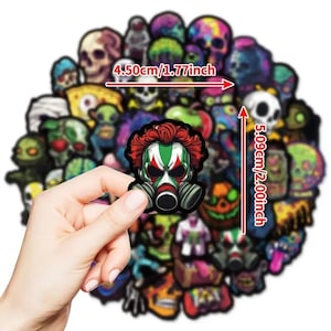 Adesivi graffiti teschio colorato fosforescente, vinile, decalcomanie riutilizzabili per decorazioni fai da te, scatole portaoggetti e bagagli