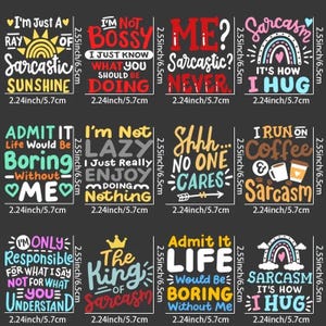Sarcastic Quotes UV-transferpapier – Waterdichte zelfklevende stickers voor mokken, flessen en meer