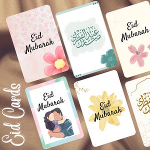8 cartões Eid para impressão Cartões de felicitações islâmicos Download digital, presente islâmico, cartões digitais minimalistas islâmicos Eid Mubarak 2 tamanhos 5 x 7 pol. 4 x 6 pol.
