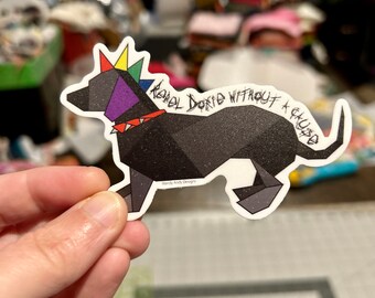 Rebel Doxie Dachshund FPP inspired 3.5 x 2.5”  Dog Punk Sticker