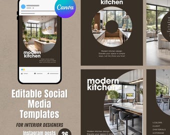 Interior Design Instagram Post Templates: Modern Canva Designs (26)