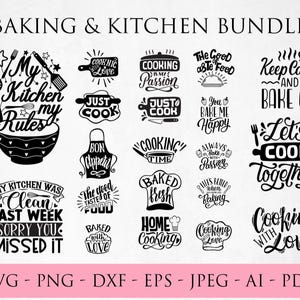 Kitchen Svg Bundle, Kitchen Monogram, Baking Svg, Cooking Svg, Potholder Svg, Kitchen Quotes Svg, Cut Files Cricut, Cutting Board Laser Png