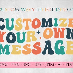 Svg empilé ondulé personnalisé, Svg personnalisé, Svg de texte ondulé rétro personnalisé, Clipart texte ondulé rétro, Png personnalisé, Svg, fichiers Dxf coupés Cricut Silhouette