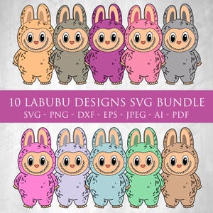 Labubu Designs SVG Bundle, Labubu Clipart, Labubu PNG, Cute Labubu Vector, Cartoon Character SVG, Cricut Cut Files, Digital Download, Labubu