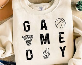 Baloncesto día de juego SVG PNG, camiseta de baloncesto SVG, vibras del día de juego SVG, temporada de baloncesto SVG, regalos para fanáticos del baloncesto SVG, archivos de corte Cricut