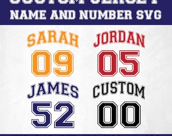 Custom Jersey Name Svg, Custom Jersey Number Svg, Jersey Name Svg, Jersey Back Svg, Numbers Svg, Custom Name Shirt Svg, Png, Jpg, Dxf, Eps