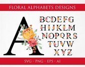 Floral alphabet svg, alphabet monogram svg, split monogram svg, flower alphabet svg, floral wreath svg, last name svg, monogram letter svg