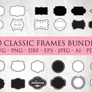 Klassieke frames svg-bundel, labels svg, vintage frames, labelranden, decoratieve frames, frames svg-bundel, banners clipart, commercieel gebruik