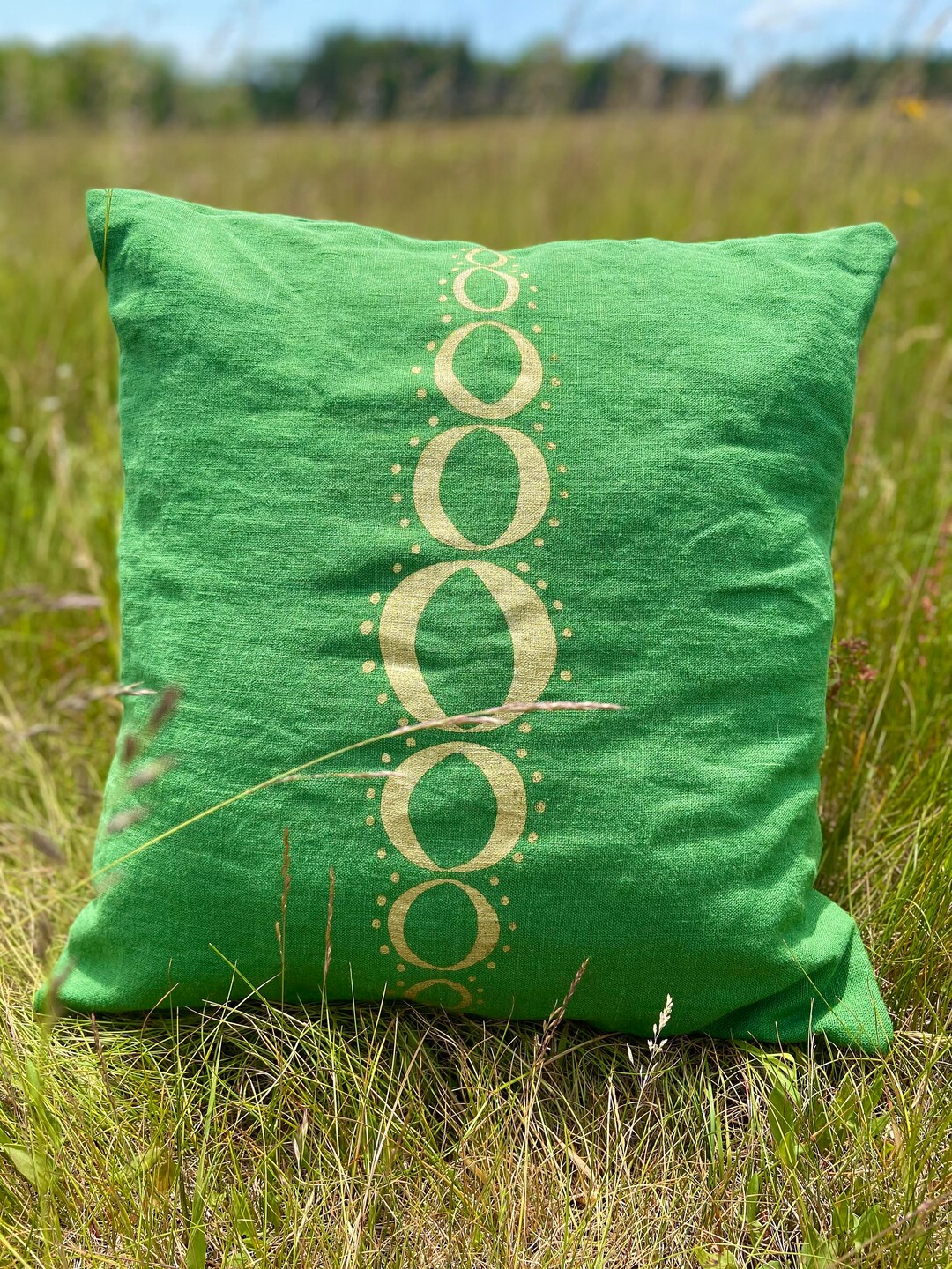 Linen Sofa Pillow Cover in Juniper/gold Droplet Design Etsy