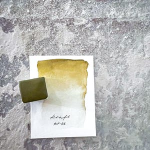 KF-06 vegan, handmade watercolor paint in 1/2 pan in yellow-green I watercolor paint vegan watercolor paint highly pigmented