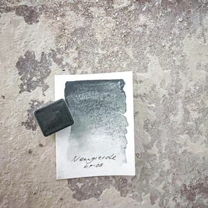 KF-09 vegan, handmade watercolor paint in 1/2 pan in blue-green I watercolor paint vegan watercolor paint highly pigmented