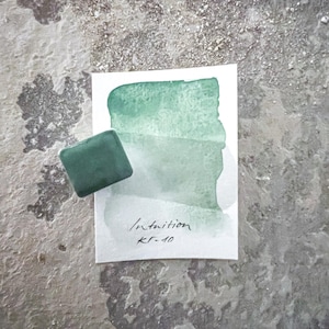 KF-10 vegan, handmade watercolor paint in a 1/2 pan in turquoise | Vegan watercolor paint, highly pigmented