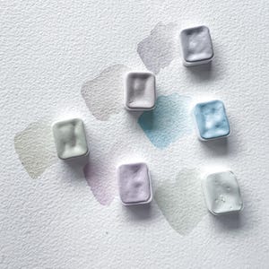 Pastellträume - vegane, handgefertigte Aquarellfarben (6 Stück) im 1/4 Näpfchen I Aquarellfarbe vegan Watercolorfarbe hochpigmentiert