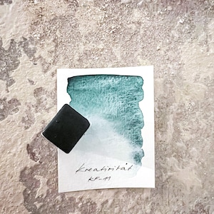 KF-11 vegan, handmade watercolor paint in 1/2 pan in blue-green I watercolor paint vegan watercolor paint highly pigmented