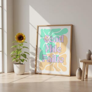 Céad Míle Fáilte Irish Poster: Pastel Home Decor, Ireland Gift