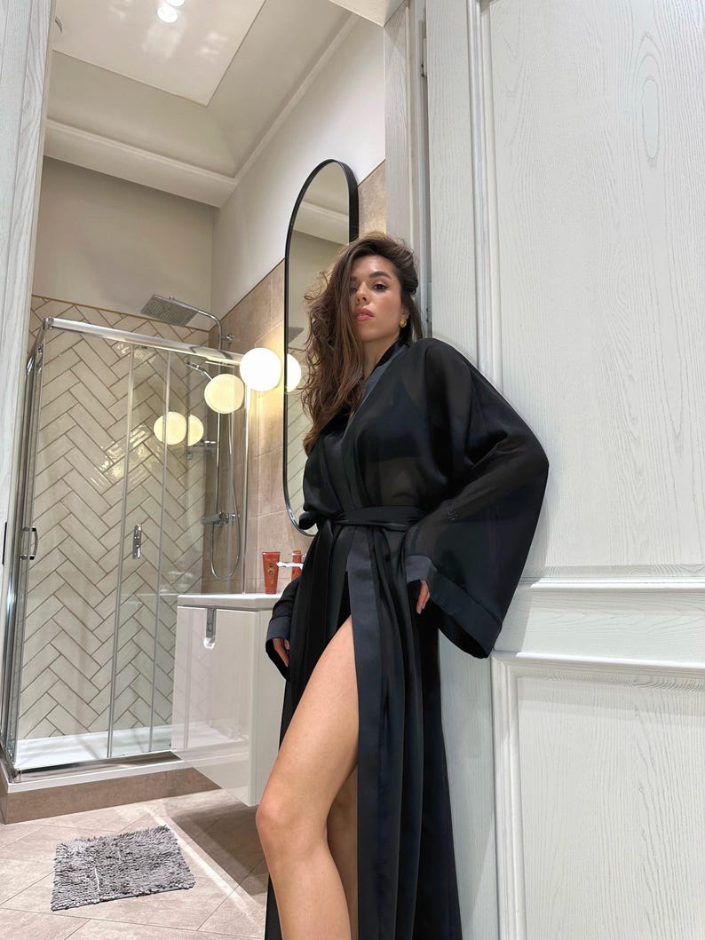 Pearl Robe, Boudoir Robe, Sheer Robe, Long Bridal Robe, Tulle Robe, See ...