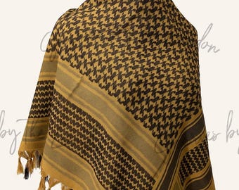 Keffiyeh Palestina com Borlas | Lenço Quadrado de 110 cm | Shemagh Tático para o Deserto | Disponível em 4 Cores