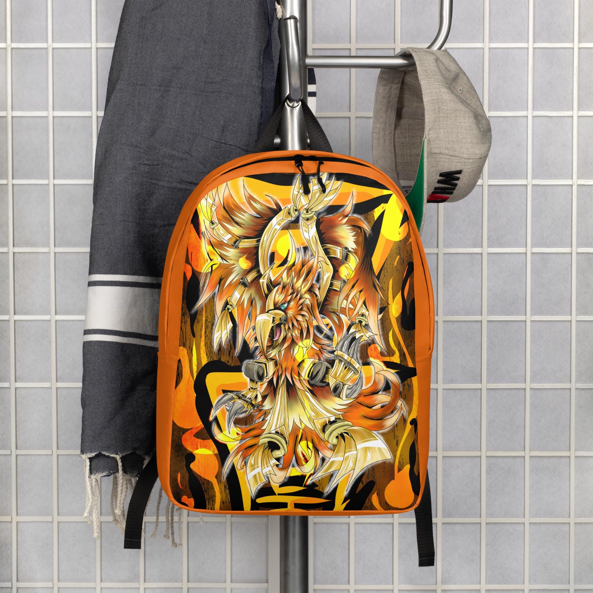 オレンジフェニックスバックパック：手作りの火の鳥デザイン - Etsy 日本