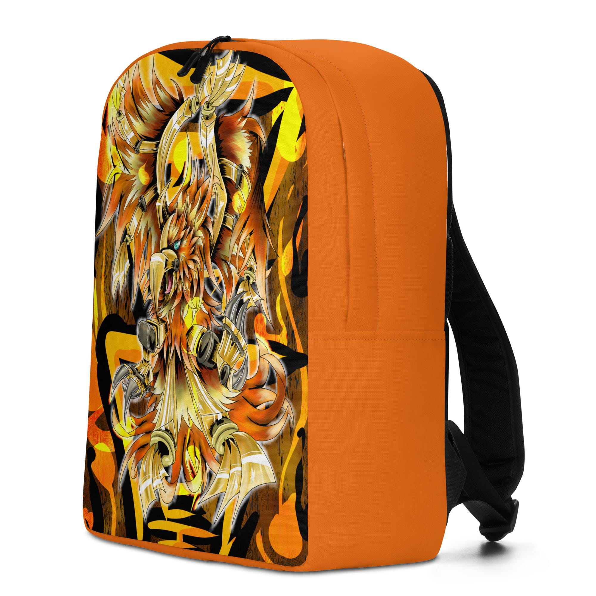 オレンジフェニックスバックパック：手作りの火の鳥デザイン - Etsy 日本