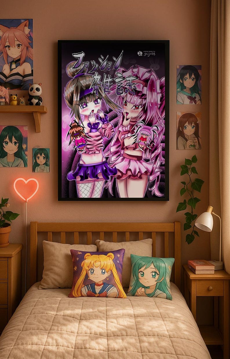 Framed Anime Fashion Poster: Hand-drawn Anime Girls Illustration - Etsy