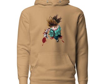 Hand-Drawn Samurai Anime Hoodie | Dark Manga Warrior Katana