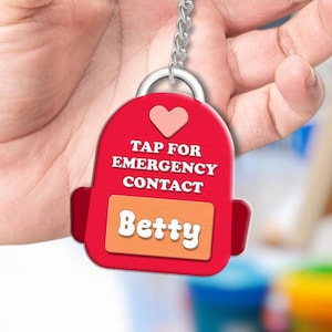 Personalized NFC Backpack Tag for Kids – Custom Emergency Contact Keychain with Name, Child Safety ID Tag, School Bag Info Accessory
