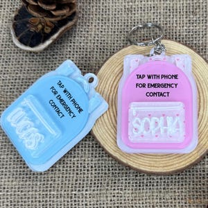 Back to School Emergency Contact Keychain – Personalized NFC Safety Tag for Kids’ Backpacks with Custom Name