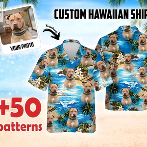Custom Hawaiian Shirt with Pet Face | Personalized Face Photo Shirt | Funny Aloha Shirt for Men Women Kids | Custom Logo Hawaiian Shirt