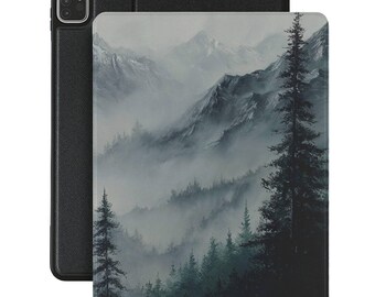 Foggy Mountain iPad Case: Vegan Leather Landscape Cover