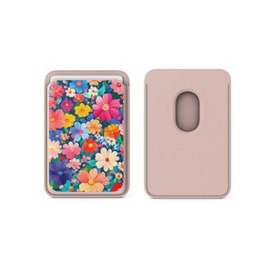 Cartera Magsafe con diferentes flores, tarjetero magnético con diseño floral brillante, compatible con iPhone 16, iPhone 14, iPhone 13 Pro, 12 Mag Safe