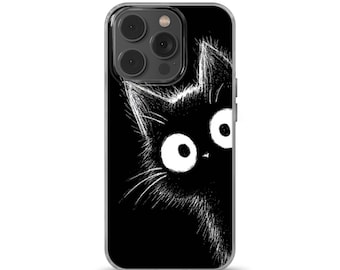 Funny Black Cat Phone Case, Whimsical Design