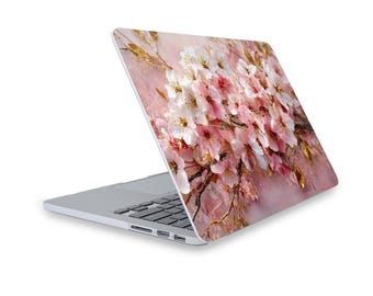 MacBook Case W Keyboard Cover, 2in1 Pink Floral Cherry Blossom Set