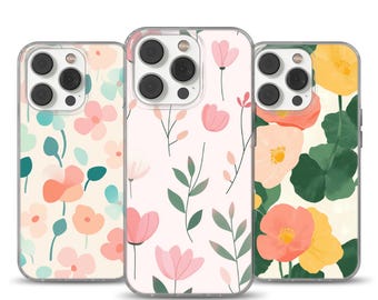 flower Phone Case pastel color cover for iPhone 16, 14, 13, 12, 11, SE, Samsung S25, A15, S21, S23 Ultra, Google pixel 8, 9 Pro