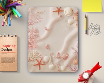 Ocean Shells iPad Case: Beach Sand Design, Pencil Holder