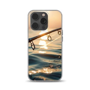 Angelrute am Meer Handyhülle Sunset und Angelhülle für iPhone 16e, 14, 13, 12, 11, SE, Samsung S25 Edge, A15, S21, S23, Pixel 9A, 8 Pro