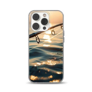 Angelrute am Meer Handyhülle Sonnenuntergang und Wasser MagSafe Cover passend für iPhone 16, 14, 13, 12, Samsung S25, iPhone 14 Pro Mag Safe