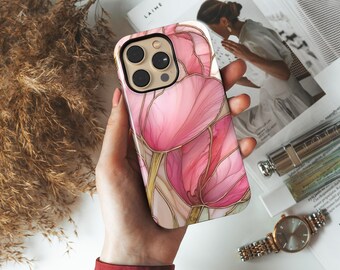 Painted Tulip Watercolor Art Phone Case: Elegant Floral Cover