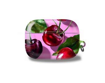 Dark red cherry AirPod Case Red fruit decor cover fits AirPods Pro, Pro 2, airpods 1/2, Samsung buds case, Google Pixel Buds Case