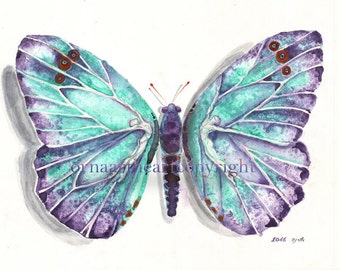 INSTANT DOWNLOAD, Colorful Butterfly, Turquoise Purple Butterfly, Digital Download, Transformation To Love Within